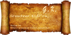 Greschner Klára névjegykártya
